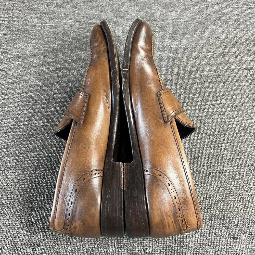 Ermenegildo Zegna Shoes Mens 10 Brown Leather Penny Loafer Dress Slip On Italy